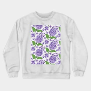 Purple Lilac Flowers Pattern Crewneck Sweatshirt